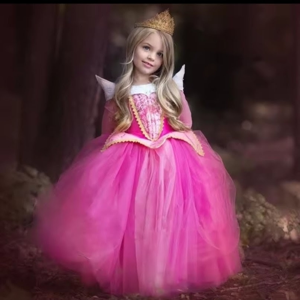Pink Princess Dress with Gold Crown